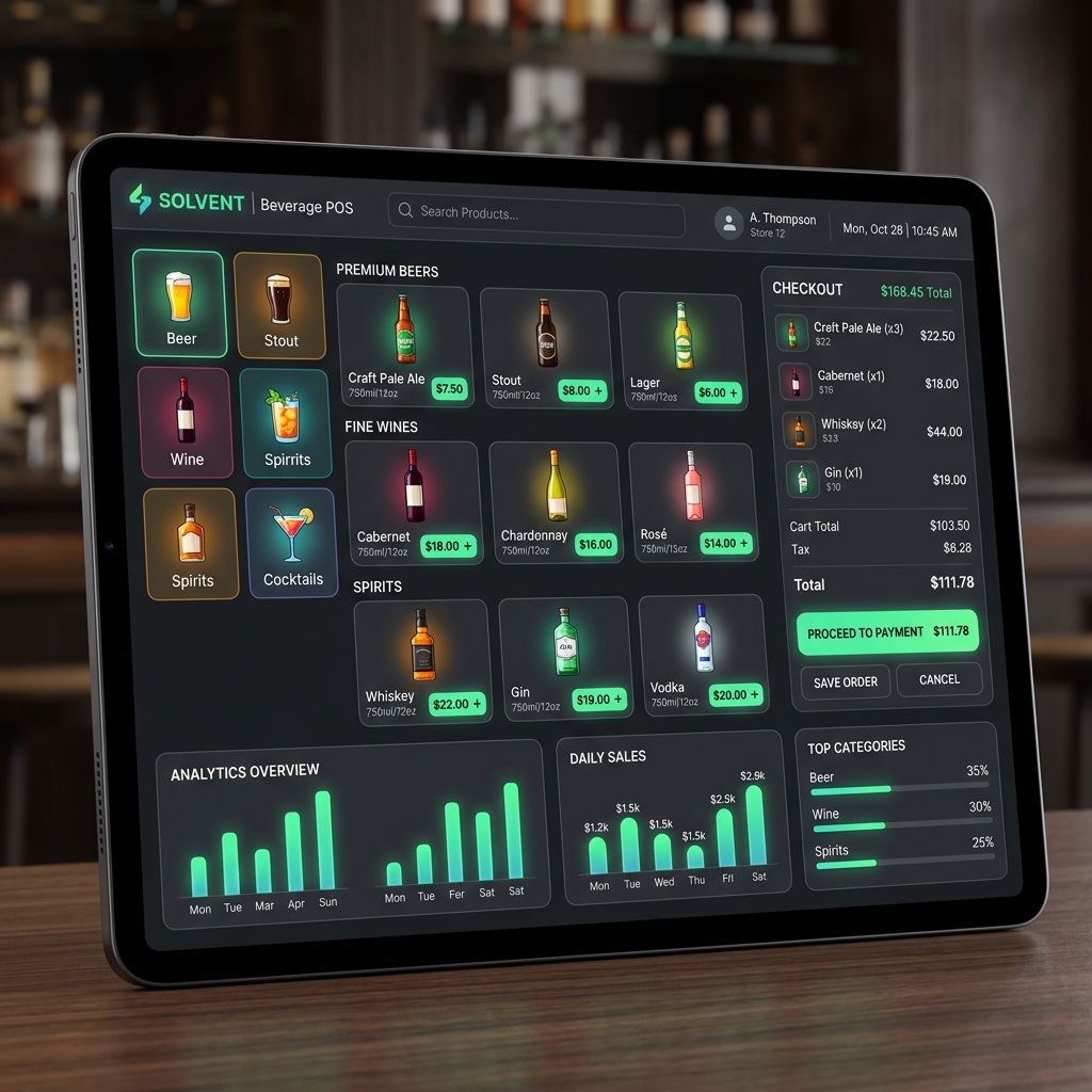 SOLVENT POS and Inventory Dashboard Tablet Mockup